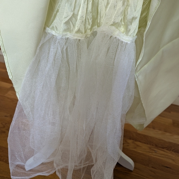 Vintage Y2K Prom Dress Chartreuse Delicate Floral Corset Fairy Regency Hoco - Picture 9 of 11